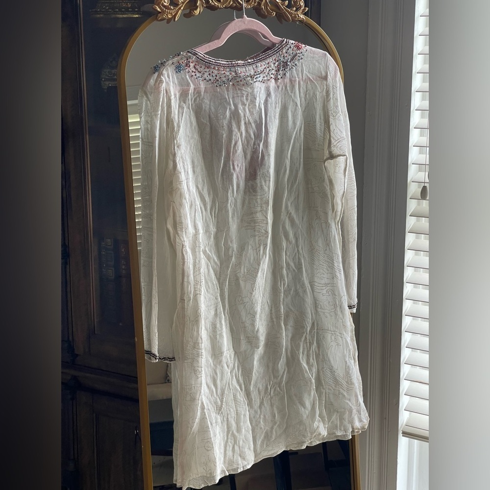 NWT Monique Leshman 100% Silk Southwestern Transparent Embellished Tunic - Picture 9 of 16